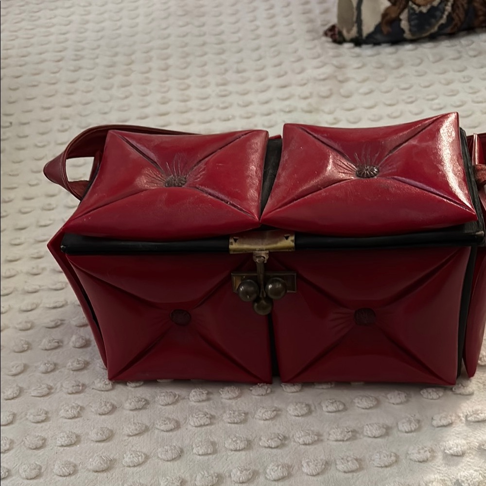 Red vintage woman’s purse.